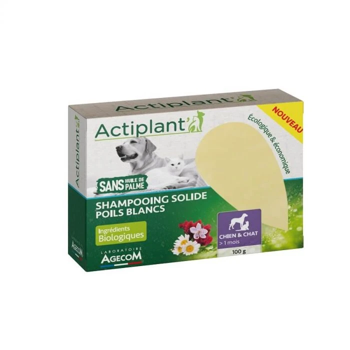 Actiplant Shampoo Solido Pelo Bianco Per Cane E Gatto 100 G