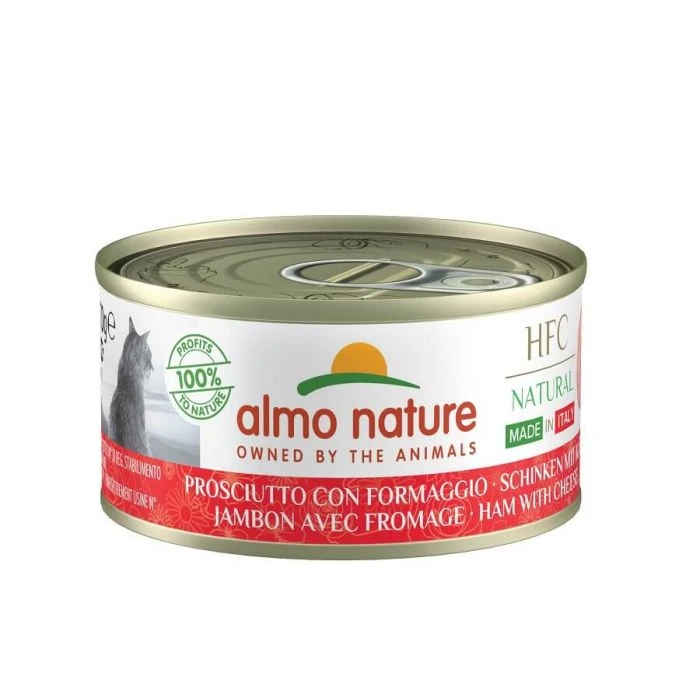 Almo Nature Gatto Natural HFC Senza Cereali Made In Italy Prosciutto Parmiggiano 24 X 70 G