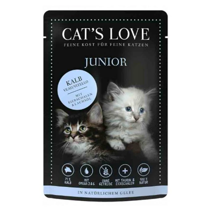 Cat's Love Junior Vitello Senza Cereali & Senza Glutine 12 X 85 G 3 Cat's Love Junior Vitello Senza Cereali & Senza Glutine 12 X 85 G