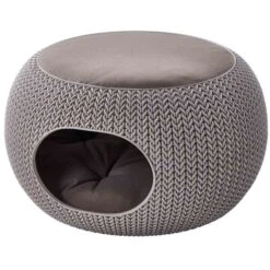 Curver Cuccia Rotonda Effetto Maglia Con Cuscino Per Cane E Gatto Sabbia