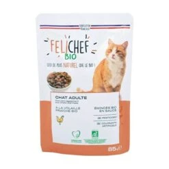 Felichef Straccetti In Salsa Pollame BIO 12 X 85 G -Forniture Per Gatti felichef eminc s en sauce volaille bio sans c r ales 12x85g