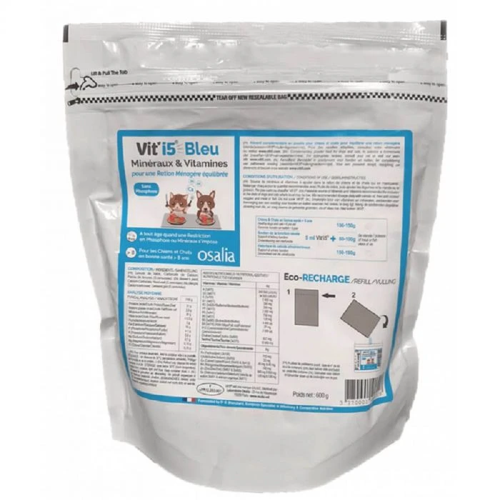 Vit'I5 Bleu Per Cane & Gatto > 8 Ans Eco-ricarica 600 G